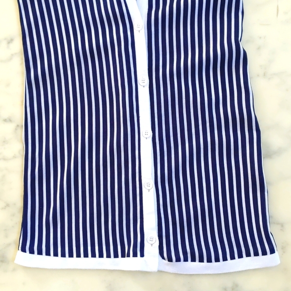 Vintage Toni Petite 100% Rayon Lightweight Button-Down Long Vest with stripes. - Picture 4 of 4